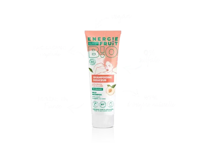 ENERGIE FRUIT - Shampoing Sans Sulfates Pêche Blanche - Lavage Doux & Arôme Rafraîchissant 🍑✨