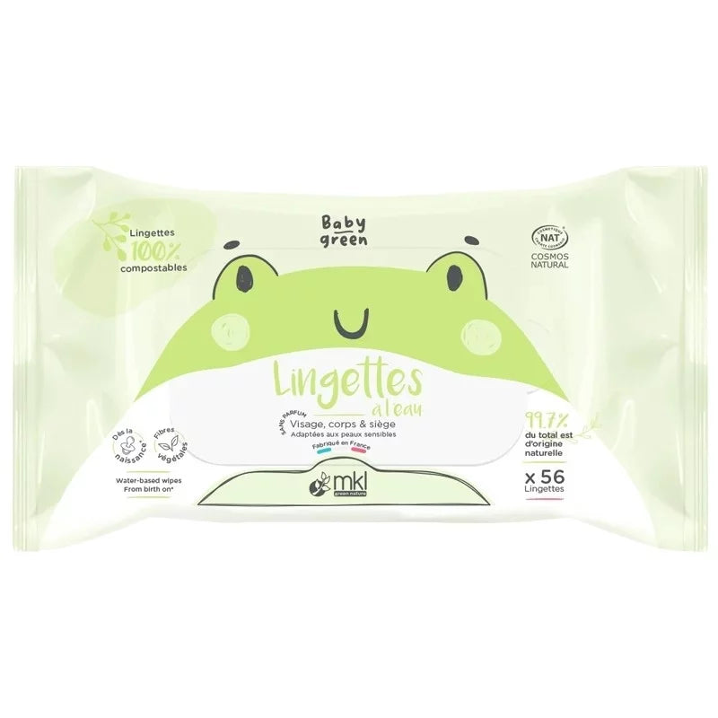 MKL GREEN NATURE - Baby Green Water Wipes (56 wipes) - Safe & Soft for Tender Skin 🌿🍼