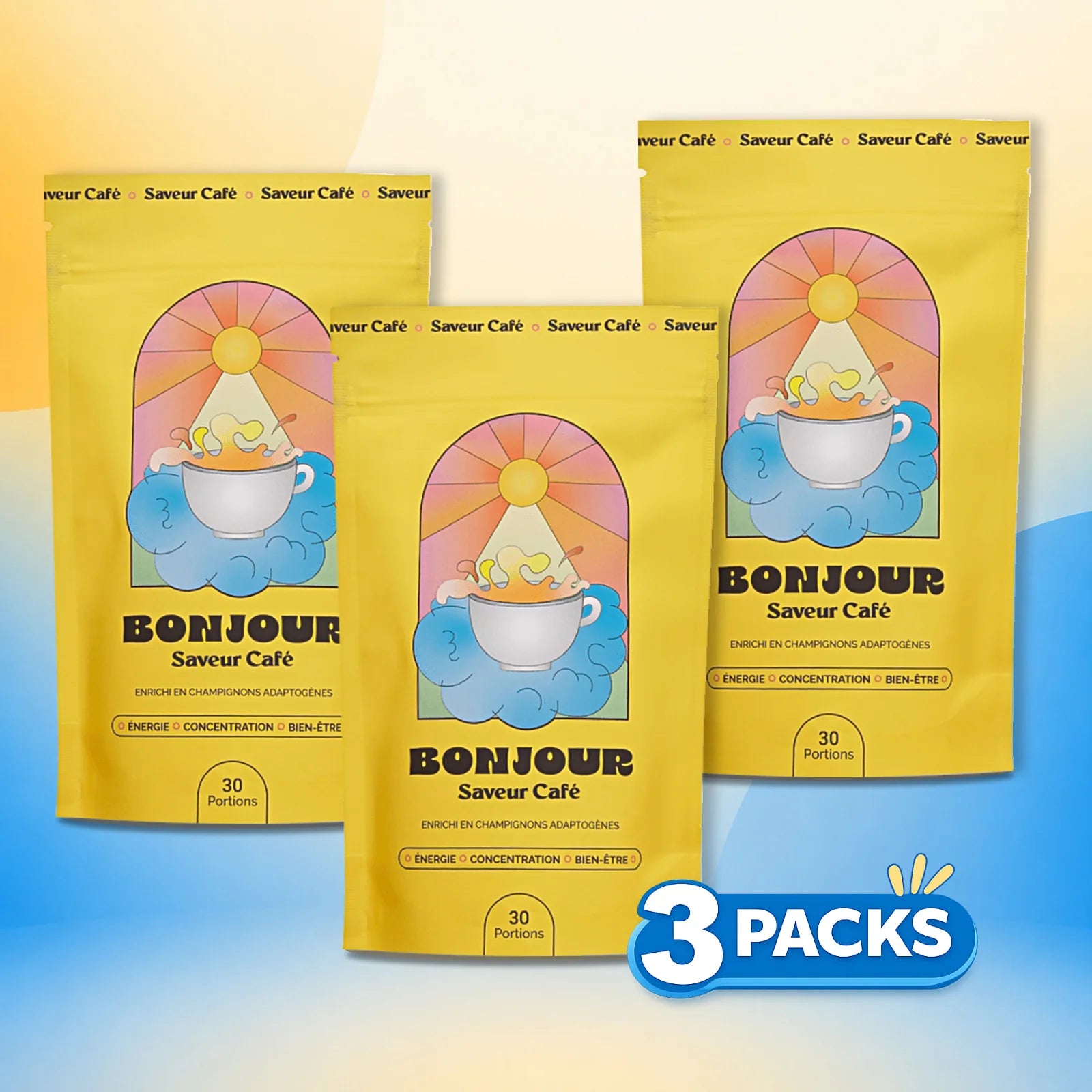Bonjour Coffee Trio Pack  - Functional Mushroom Coffee – 90 Servings