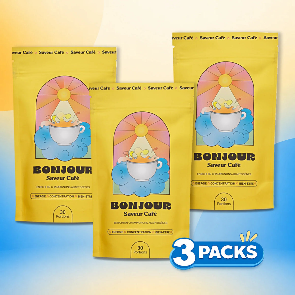 Bonjour Coffee Trio Pack  - Functional Mushroom Coffee – 90 Servings