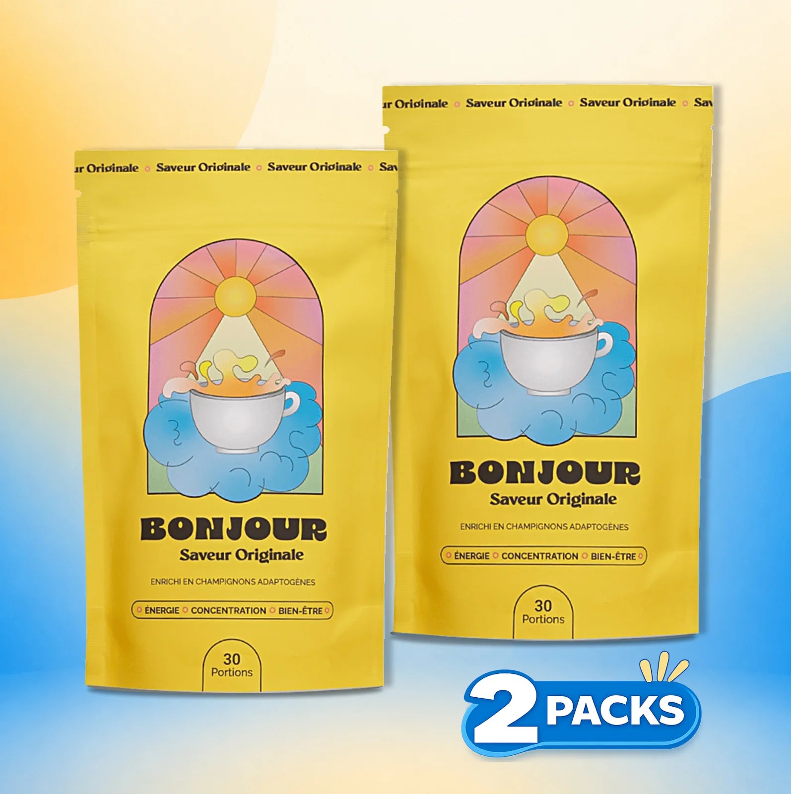 Bonjour Original Duo Pack – Functional Mushroom Drink (Low Caffeine)