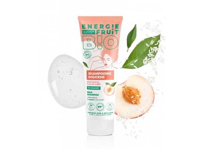 ENERGIE FRUIT - Shampoing Sans Sulfates Pêche Blanche - Lavage Doux & Arôme Rafraîchissant 🍑✨