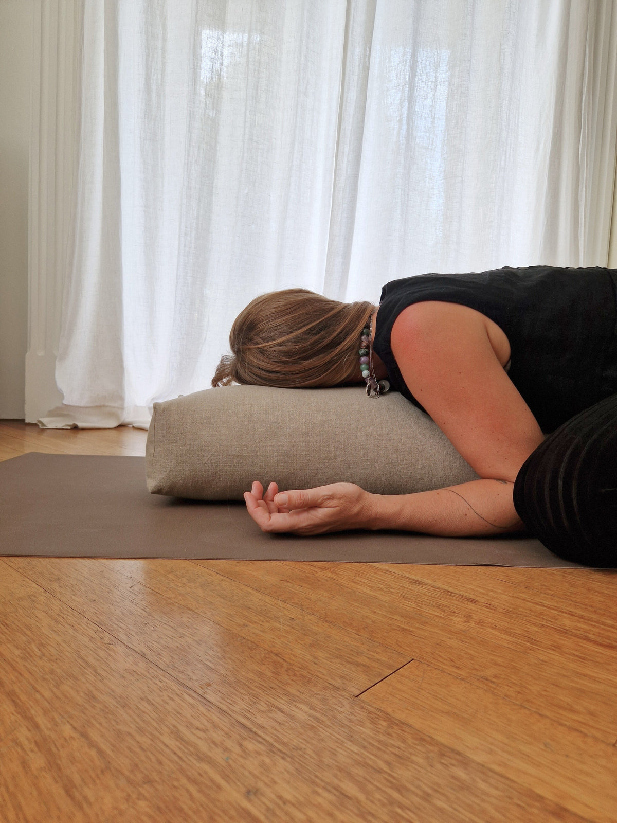 Yoga Bolster Rechteckig – Leinen Natur