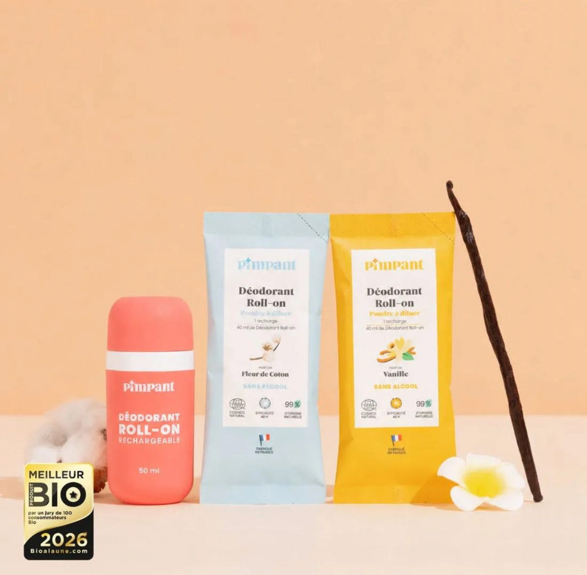 Kit de démarrage de déodorant Coton Fleur Poudre-liquide