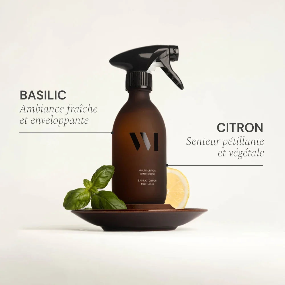 Nettoyant multi-surfaces pour bouteilles en verre – Citron & Basilic, 290 mL