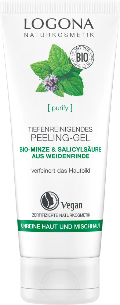 LOGONA PURIFY Deep Cleansing Exfoliation Gel organic mint & salicylic acid from willow bark