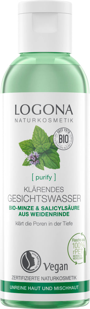 LOGONA PURIFY Clarifying Facial Toner organic mint & salicylic acid from willow bark