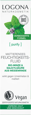 LOGONA PURIFY Mattifying Moisturizing Fluid organic mint & salicylic acid from willow bark