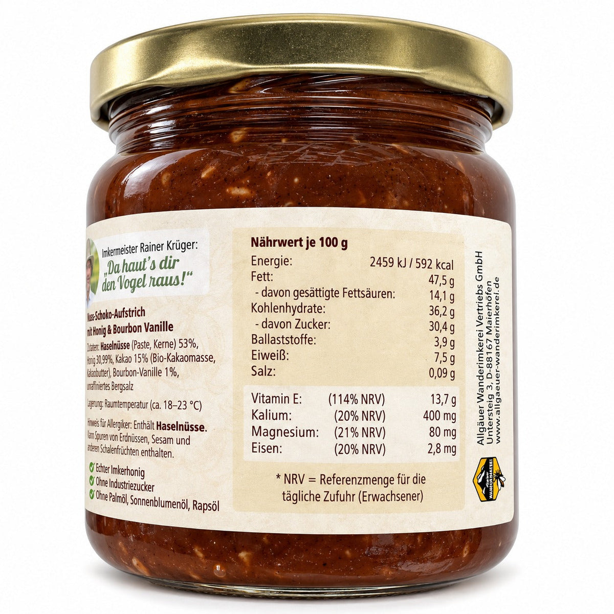 Naturella 400g Chocolate-Hazelnut Spread with Honey – CRUNCHY