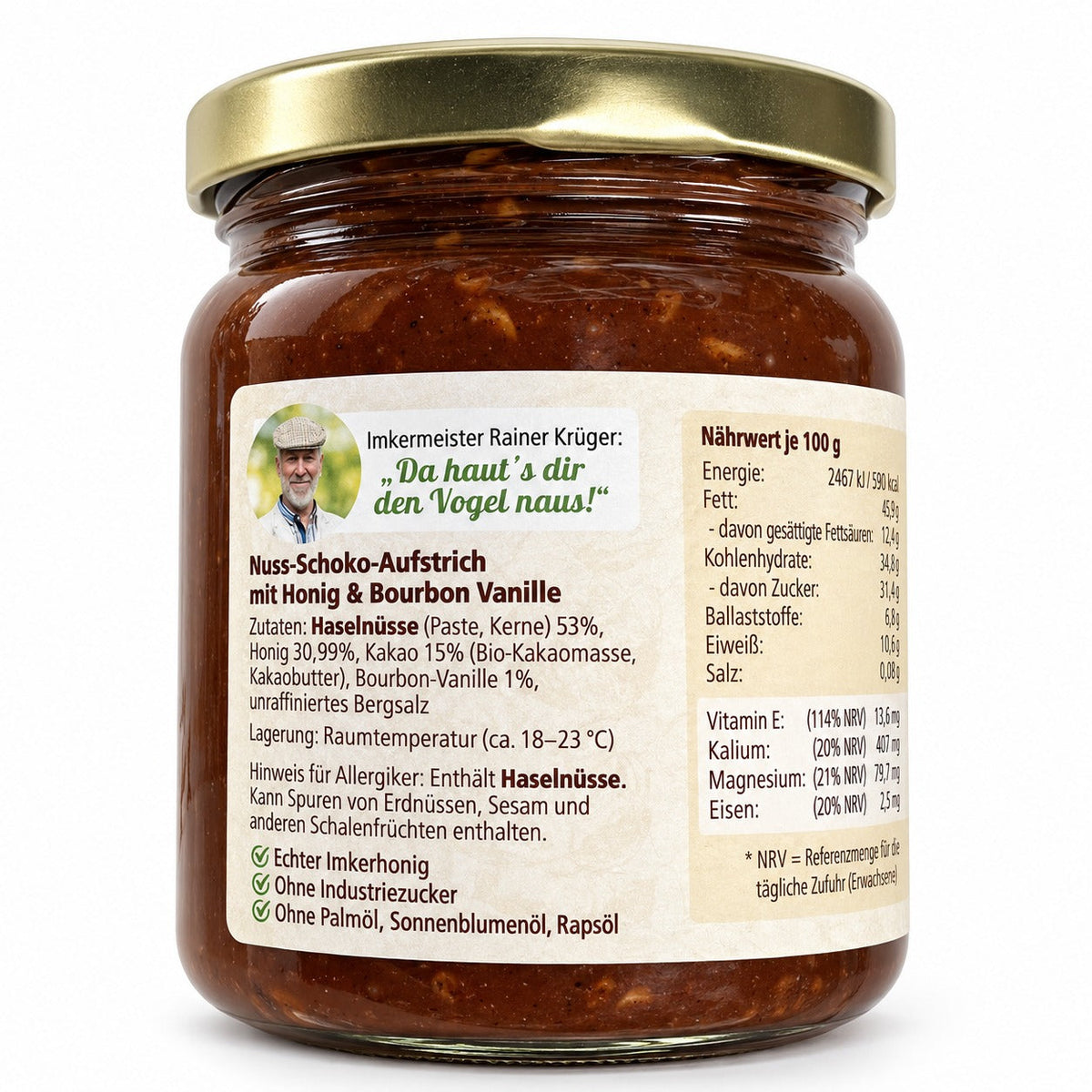 Naturella 400g Chocolate-Hazelnut Spread with Honey – CRUNCHY