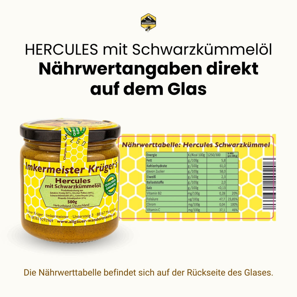 Master Beekeeper Krüger's HERCULES with Black Seed Oil Creamy Bee Product 500g