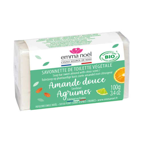 Savonnette ŕ l'Huile Amande Douce Bio, Emma Noël, 100g*