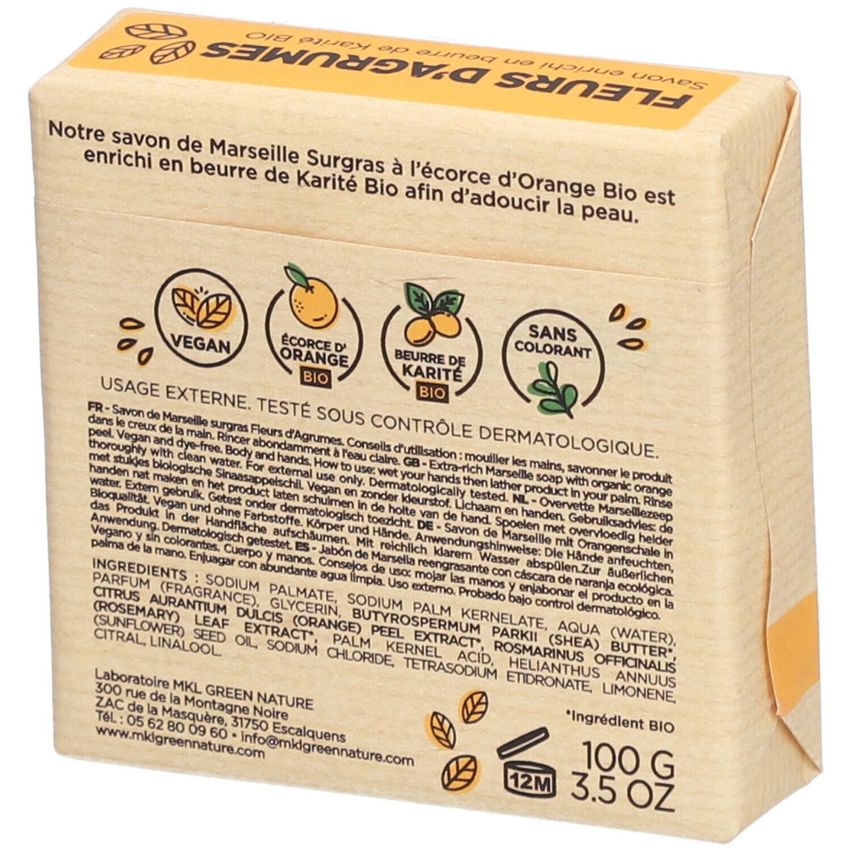 Savon Marseille Surgras Fleurs d'Agrumes