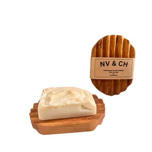 Porte-savon ovale en bois d'olivier zigzag