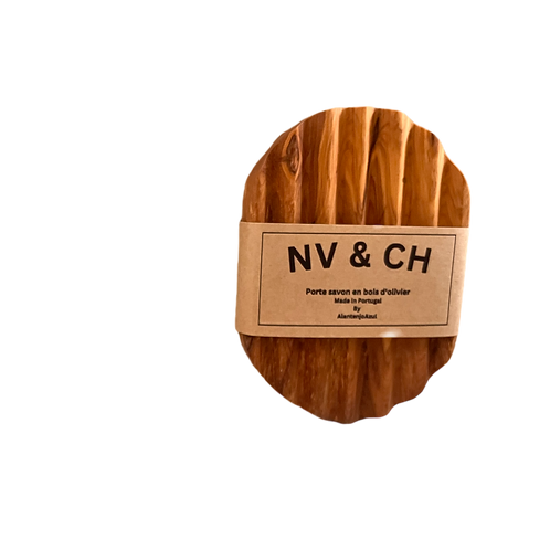 Porte-savon ovale en bois d'olivier zigzag