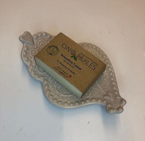 Porte savon céramique "Coeur de Viana crème"