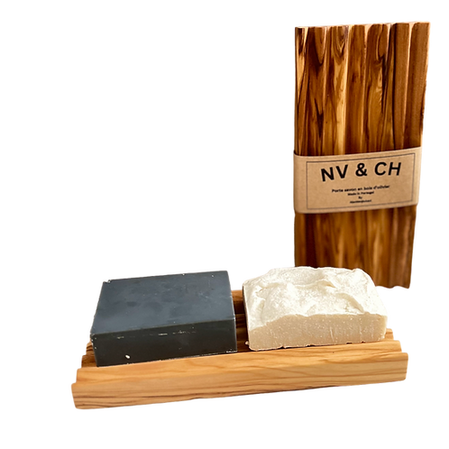 Wooden Zigzag Olive Wood Soap Holder 2 Soaps