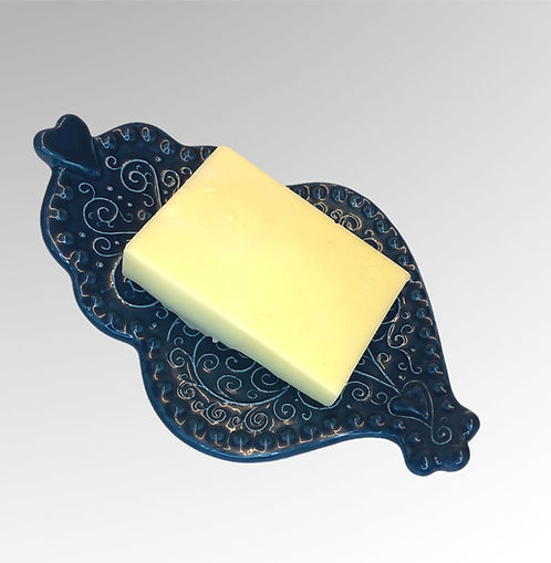 Porte-savon en céramique "cœur de Viana bleu"