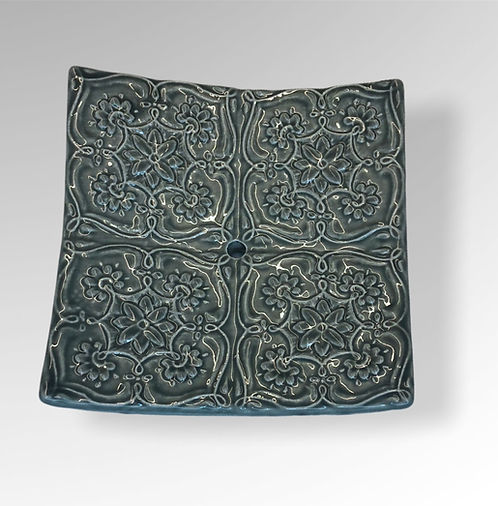 Porte-savon en céramique "Le carré vert"
