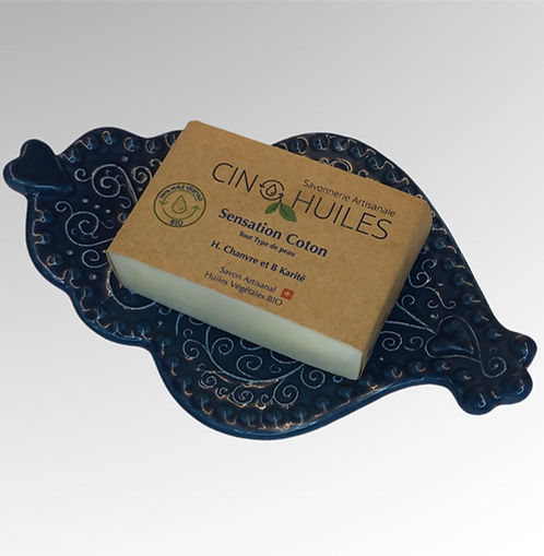 Porte-savon en céramique "cœur de Viana bleu"