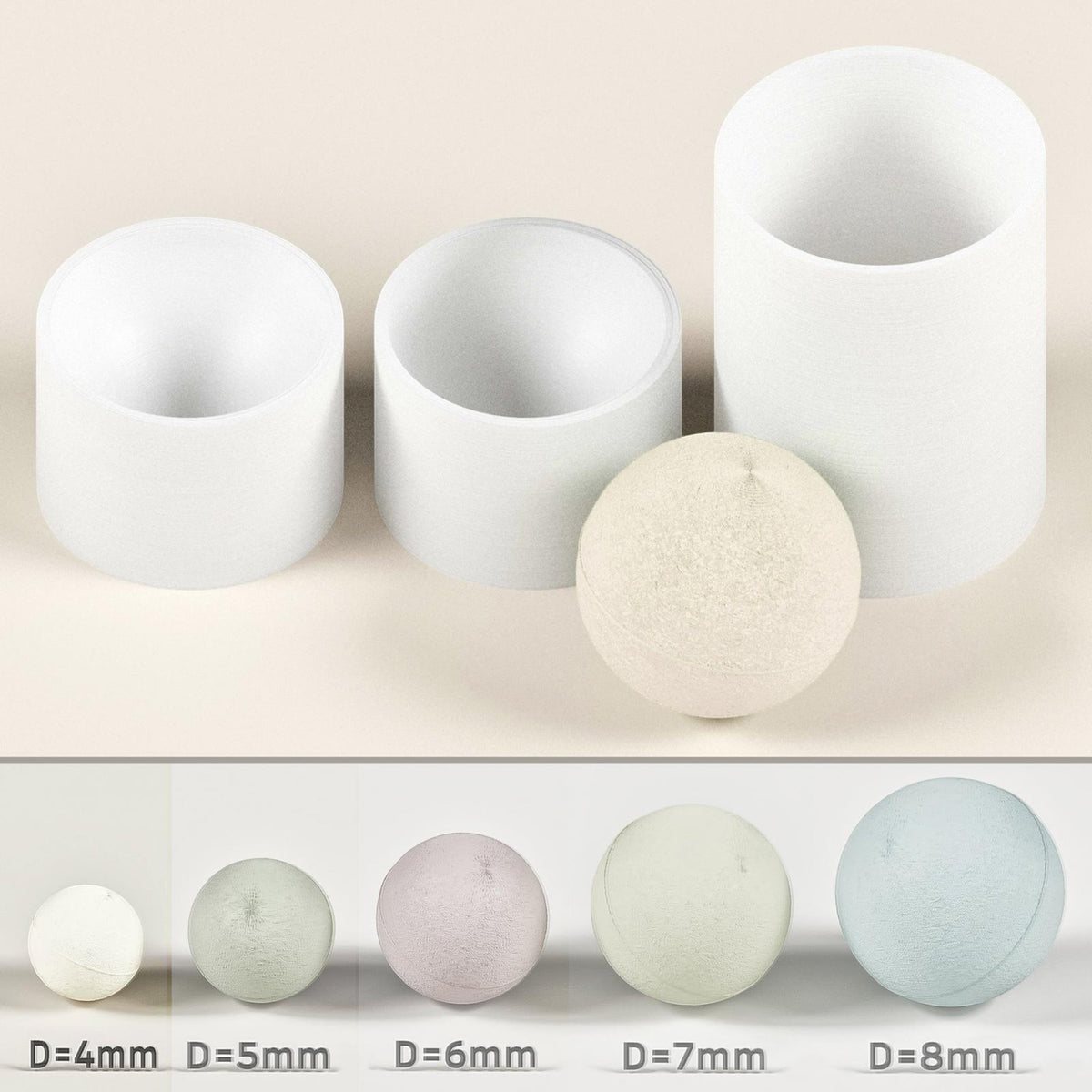 Goleo Pressformen für Badebomben – Rund, 5 Größen (Ø 4–8cm)