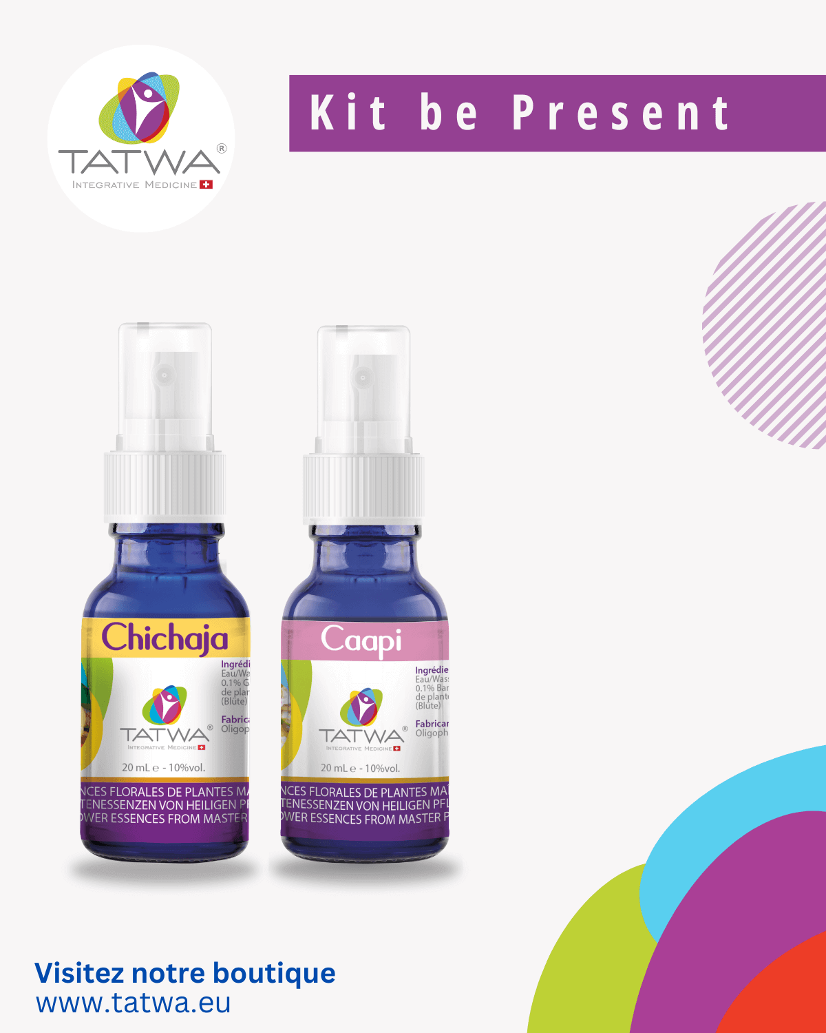 Kit Etre Présent, flacons de Chichaja et Caapi pour apaiser l'angoisse et favoriser la sérénité intérieure.