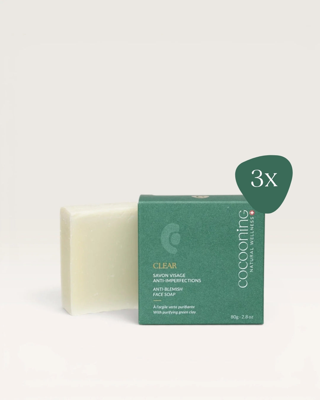 Purifying facial soap with green clay