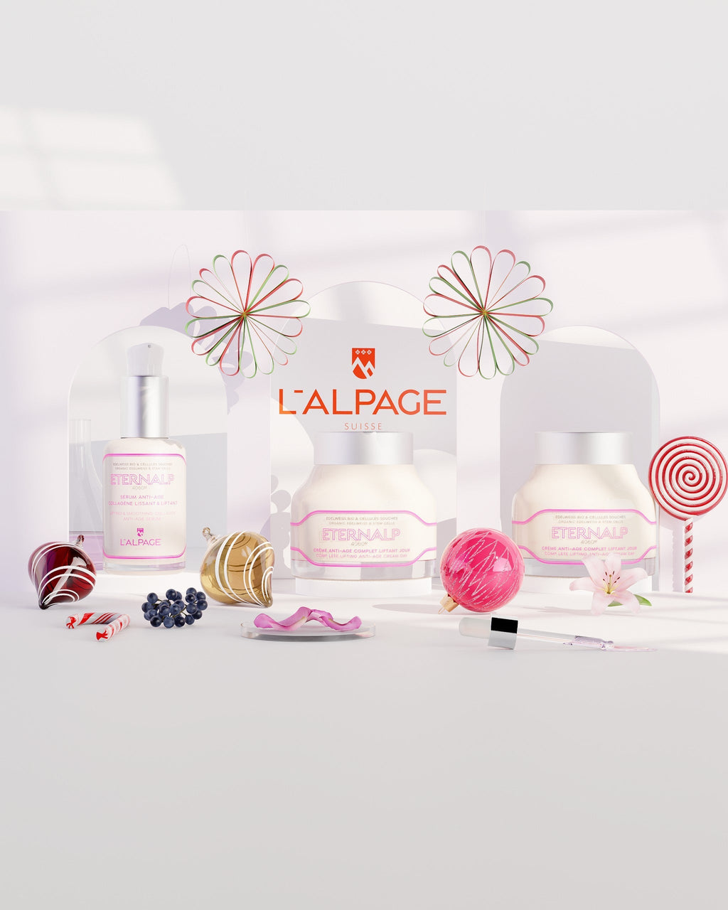 Set ou Coffret Cadeau Trio Crème Anti-âge Liftante Jour 50ml & Crème Nuit 50ml & Sérum Anti-âge Collagène Lissant & Liftant Eternalp 4060m