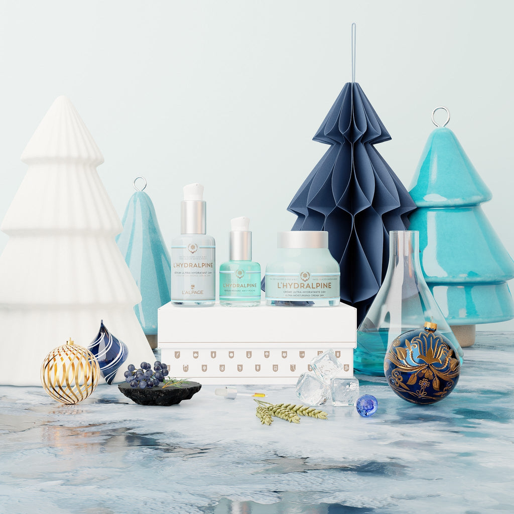 Set ou Coffret Cadeau Crème Visage Hydratante 24h + Sérum Visage Hydratant 24h + Sérum Regard Anti-Poche L'HYDRALPINE