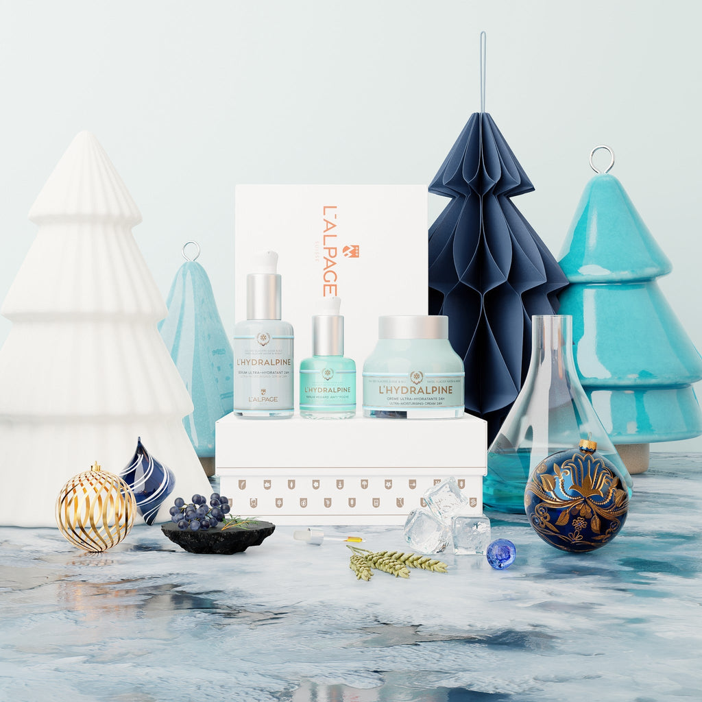 Set ou Coffret Cadeau Crème Visage Hydratante 24h + Sérum Visage Hydratant 24h + Sérum Regard Anti-Poche L'HYDRALPINE