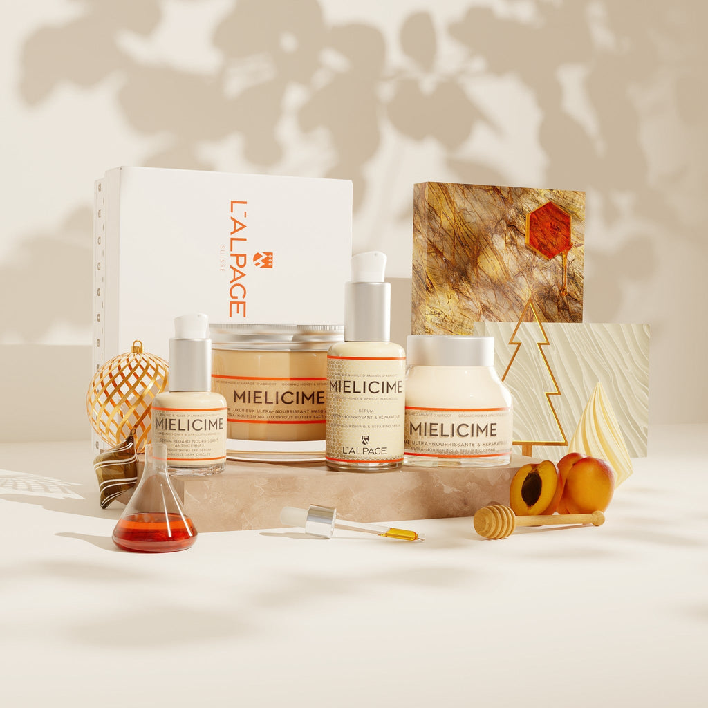 Set ou Coffret Cadeau Ultime Quatro Crème Ultra-Nourrissante + Sérum Ultra-Nourrissant + Sérum Contour des Yeux Anti-Cernes + Beurre Luxueux Ultra-Nourrissant Masque Visage Mielicime