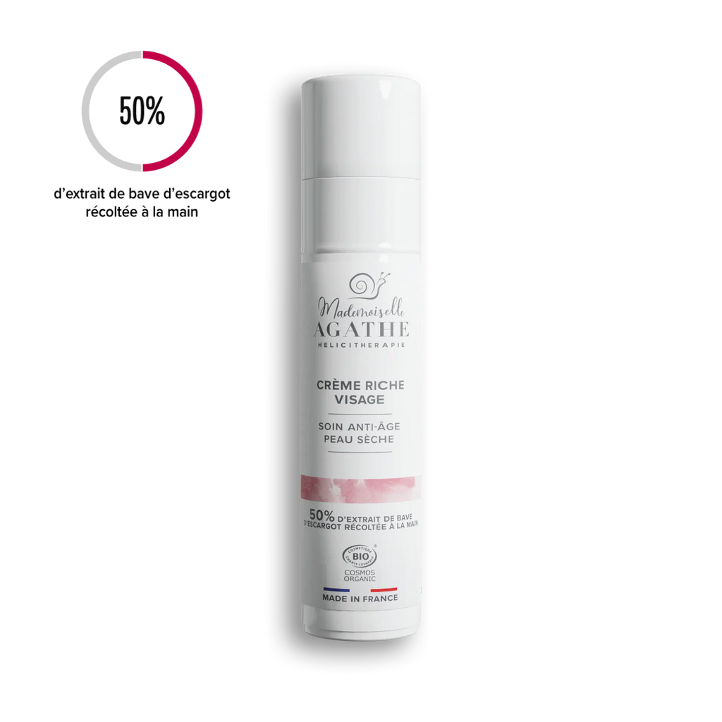 Crème riche visage à la bave d'escargot certifiée bio - anti-âge