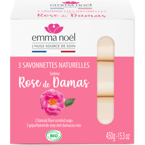 Savonnettes Rose de Damas BIO, Emma Noël, 3×150g*