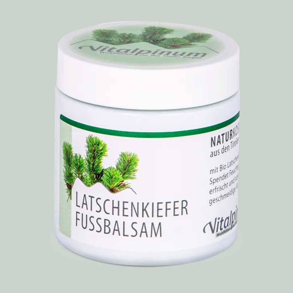 Baume pour les pieds au pin des montagnes Latschenkiefer Unterweger – Cosmétiques naturels à l'huile de pin des montagnes bio pour le soin et le rafraîchissement des pieds fatigués