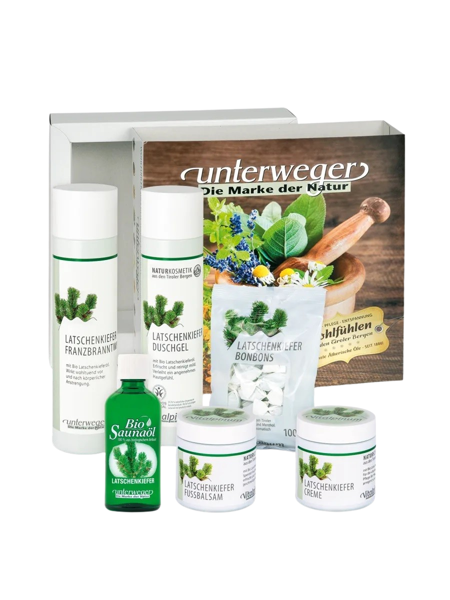 Coffret cadeau Unterweger Pin Mugo – Coffret de cosmétiques naturels à l'huile essentielle de pin mugo pour des soins vivifiants et rafraîchissants