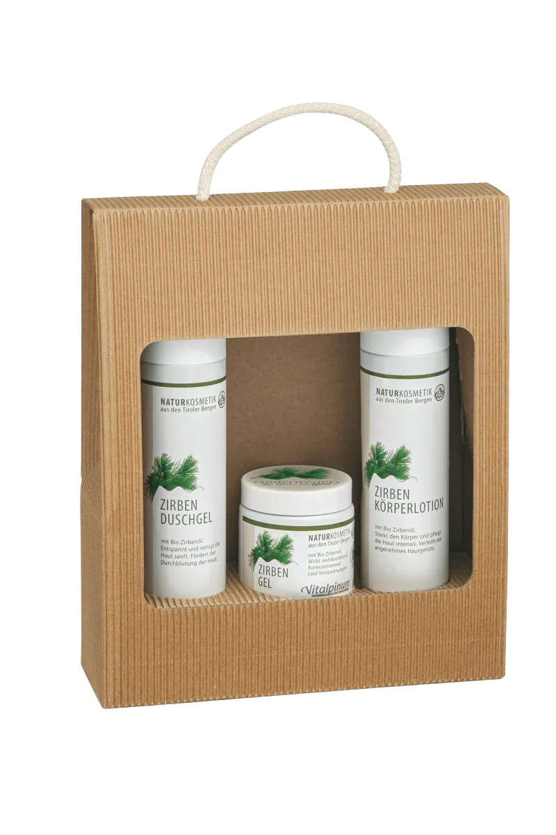Brüder Unterweger Coffret de soins Zirben – Cosmétiques naturels à l'huile de pin cembro bio pour un soin et une relaxation holistiques du corps et des sens