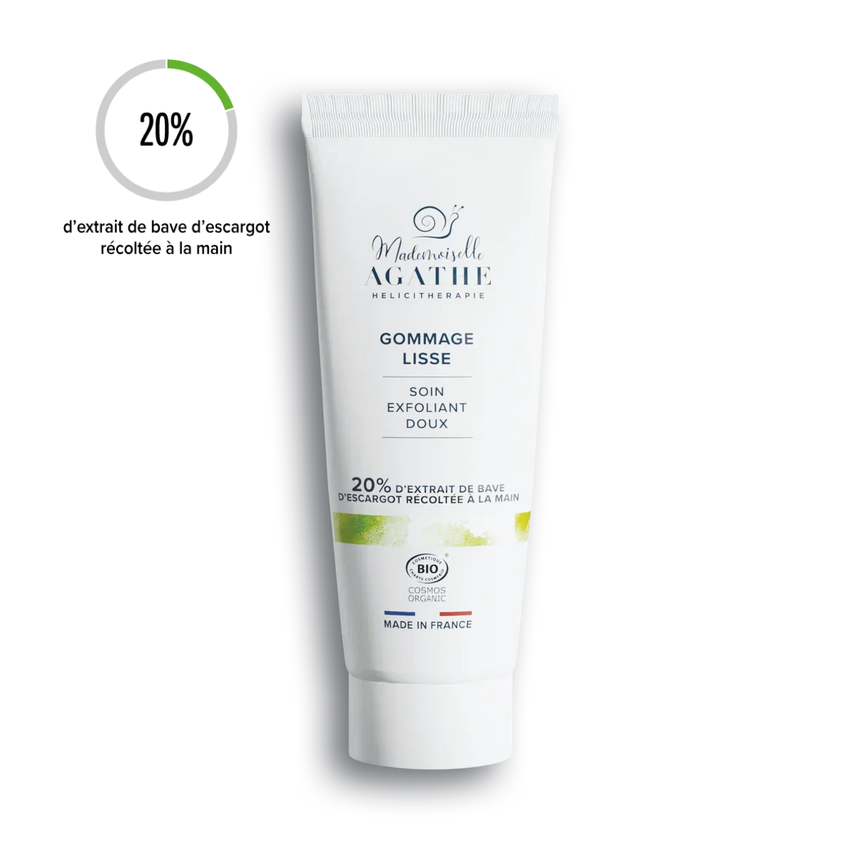 Gommage lisse à la bave d'escargot certifié bio - soin exfoliant doux