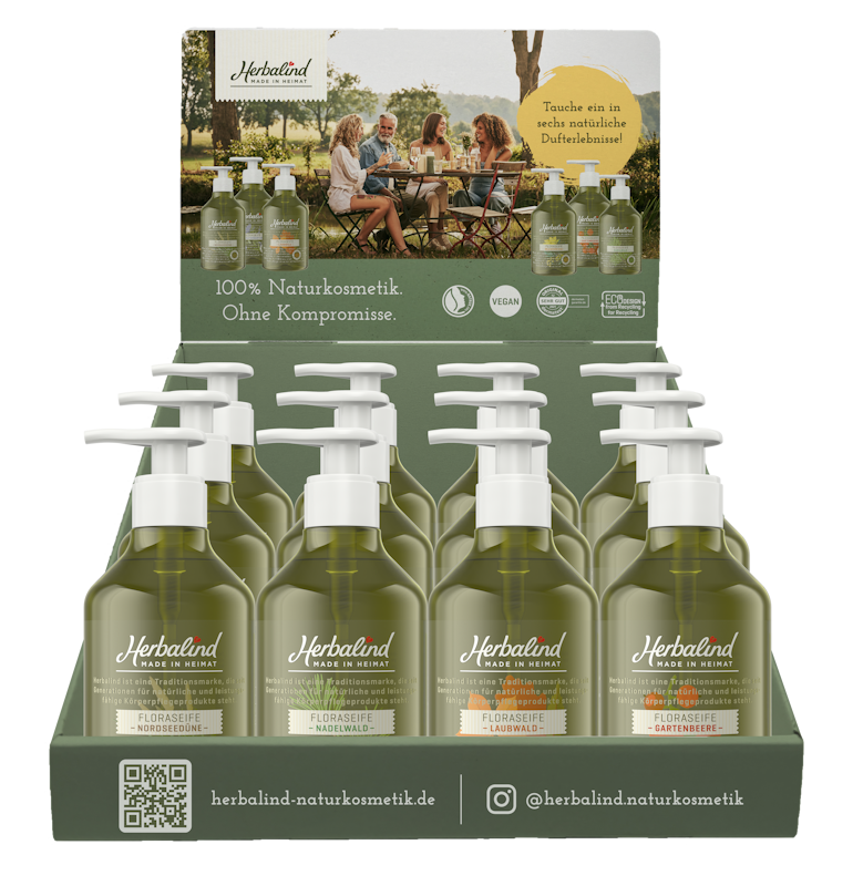 HERBALIND counter display Flora soap