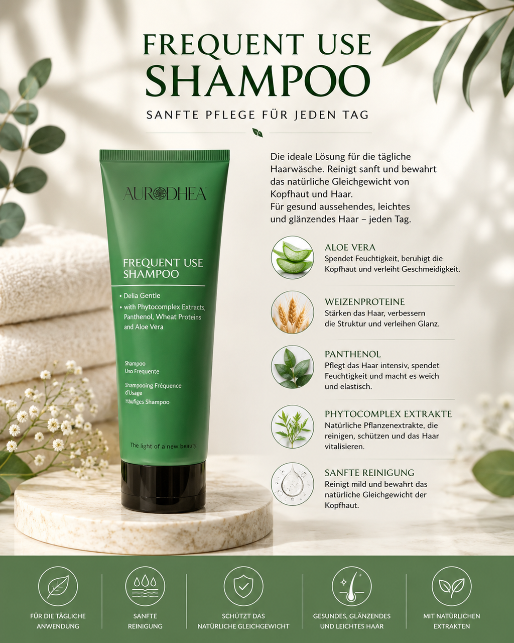Aloe Vera Shampoo für die häufige Haarwäsche