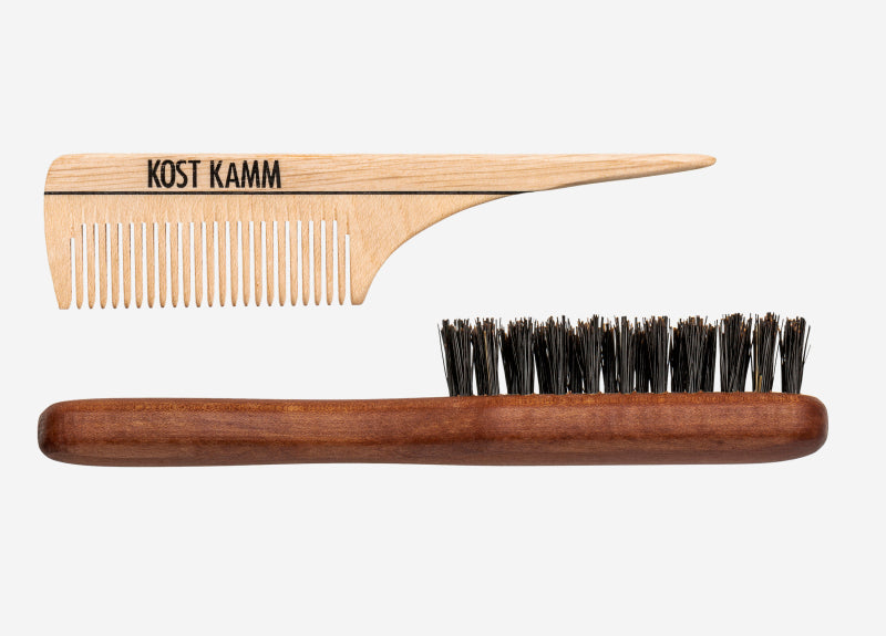 KOSTKAMM Bartset Bürste und Holzkamm mit Stil