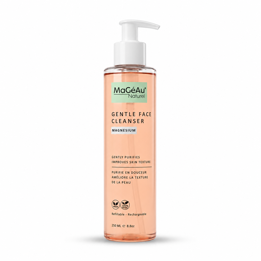 Bottle of MaGeAu Gentle Face Cleanser on a white background