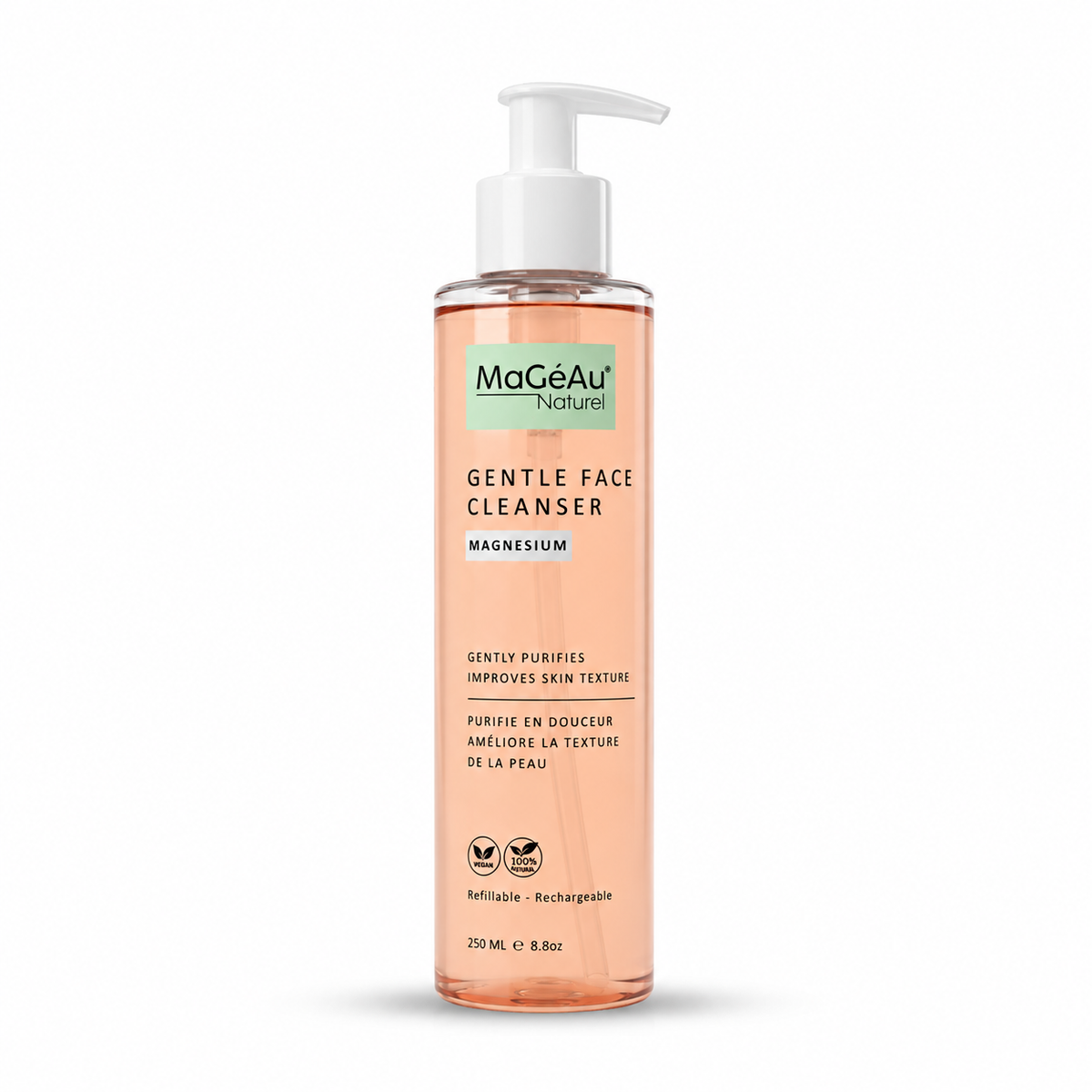 Bottle of MaGeAu Gentle Face Cleanser on a white background