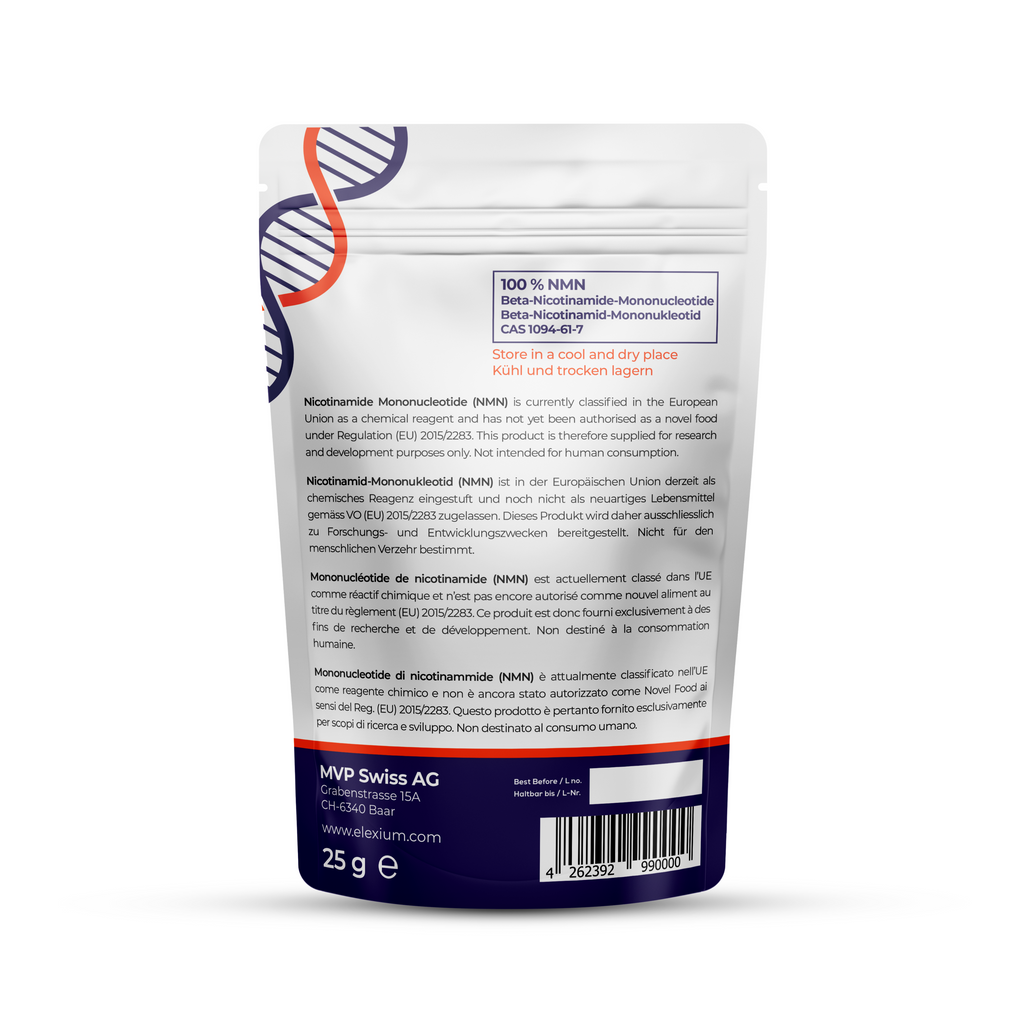 Uthever® NMN Pulver 2 x 25g | Nicotinamid Mononukleotid mit >99 % Reinheit – Laborgeprüft – Swiss Quality