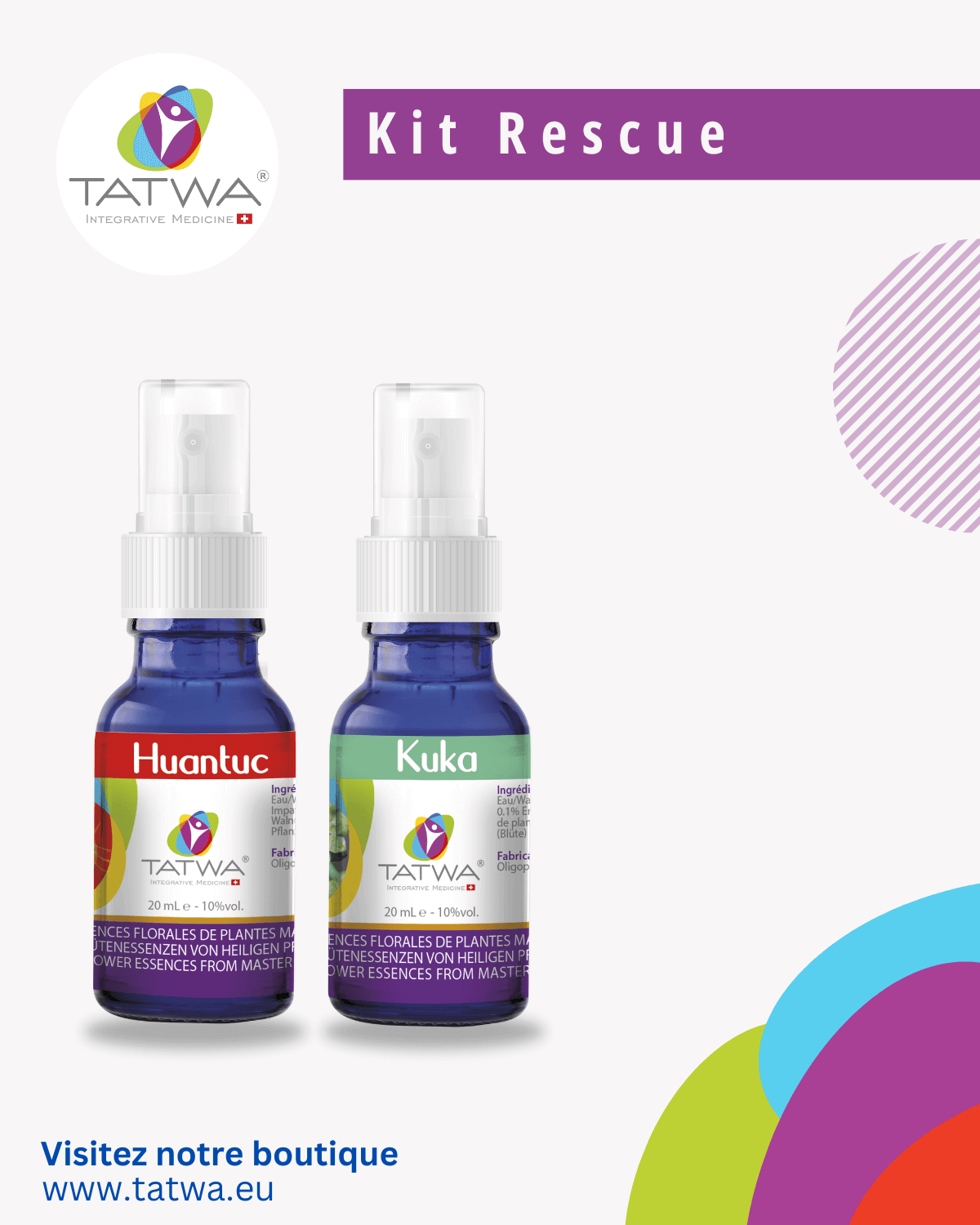 Kit Rescue - Choc Émotionnel de Tatwa, comprenant les essences florales Huantuc et Kuka.