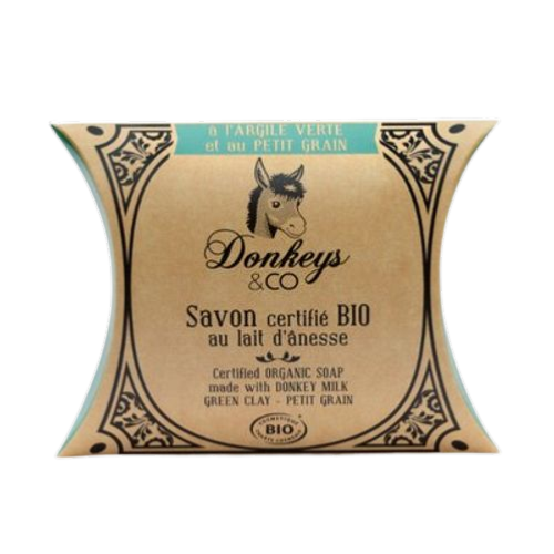 Savon au lait d'ânesse ŕ l'argile verte et au petit grain, Donkeys & Co, 100g*