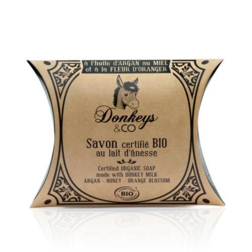 Savon au lait d'ânesse ŕ l'huile d'argan au miel et ŕ la fleur d'oranger, Donkeys & Co, 100g*