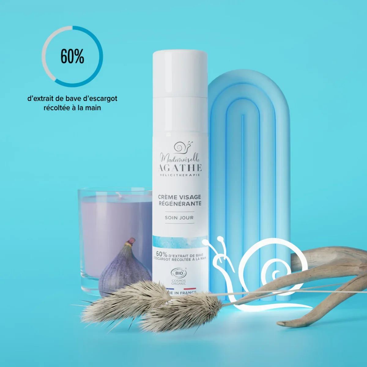 Crème jour à la bave d'escargot certifiée bio - hydratante & régénérante