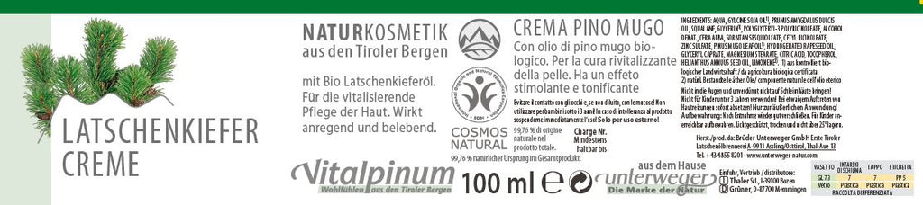Crème au pin des montagnes Unterweger – des cosmétiques naturels régénérants pour les soins après le sport et en cas de tensions musculaires