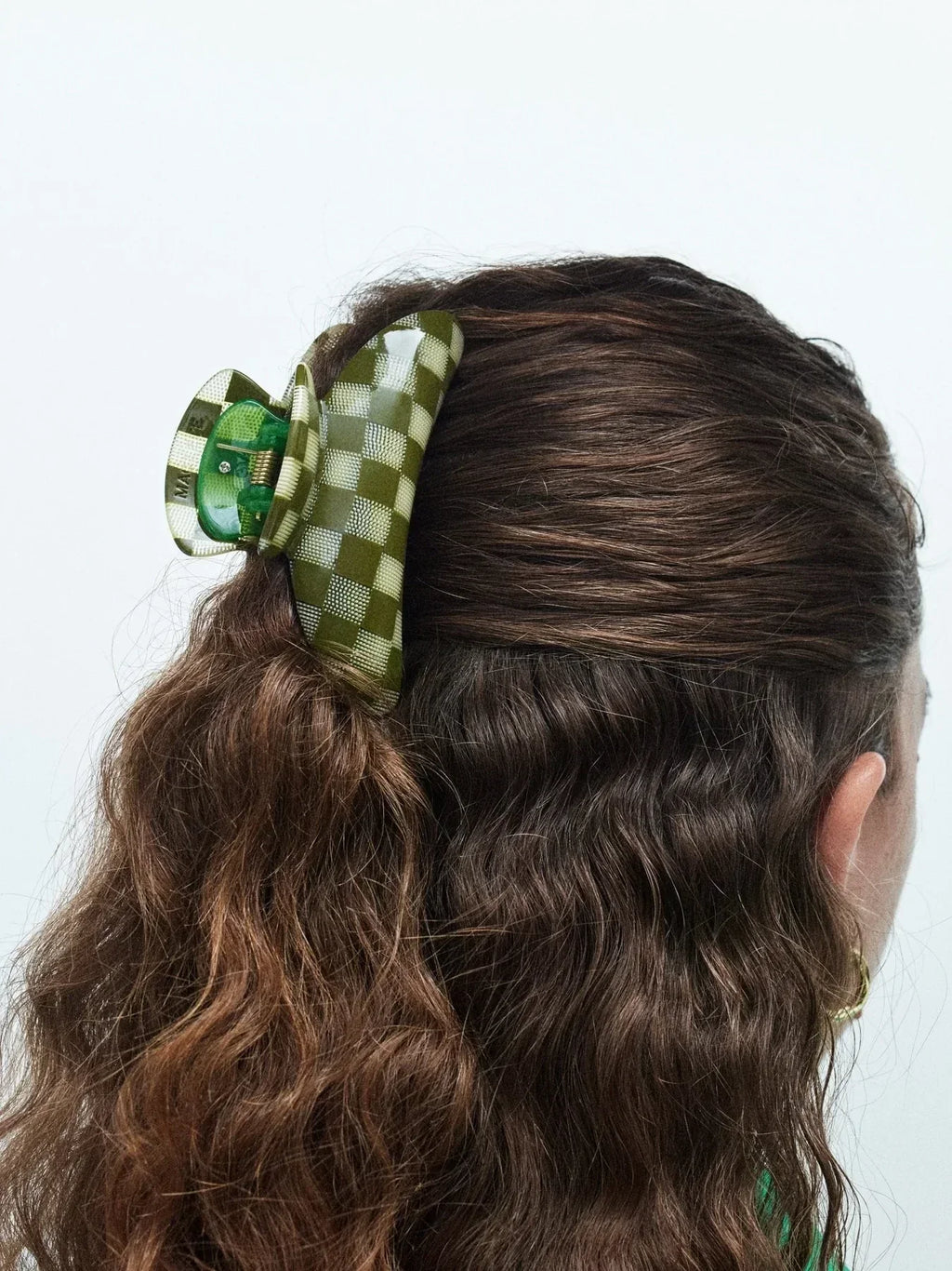 Pince à cheveux - Machette Grande Coque Brune Héritage à Damier