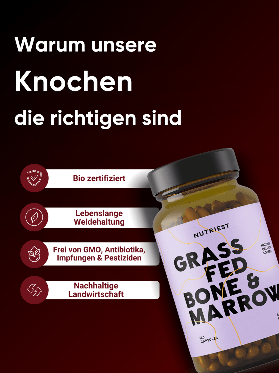 Organic Grass-Fed Beef Bone and Bone Marrow Capsules (Dried)
